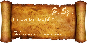 Parovsky Szolón névjegykártya